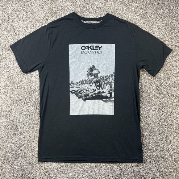 Oakley Factory Pilot Mike Buff T Shirt Mens Large Black Graphic BMX X Games - Picture 1 of 9